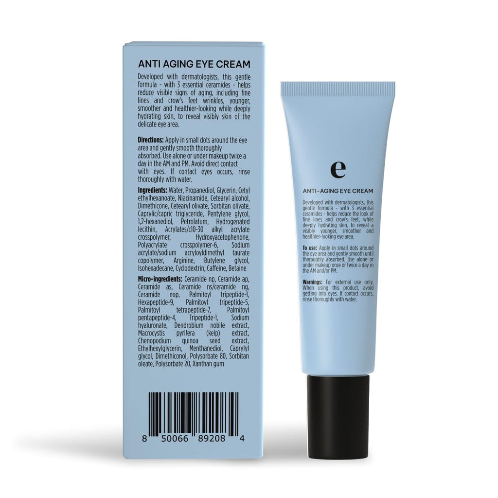 Eliré Korean Anti-Aging Eye Cream – Smooths Wrinkles, Firms & Hydrates with Ceramides & Caffeine (15ml)