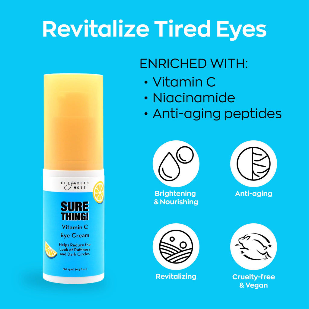 Elizabeth Mott Sure Thing Vitamin C Eye Cream — Hydrating & Brightening Eye Treatment (Vegan, Fragrance-Free) 0.5 oz