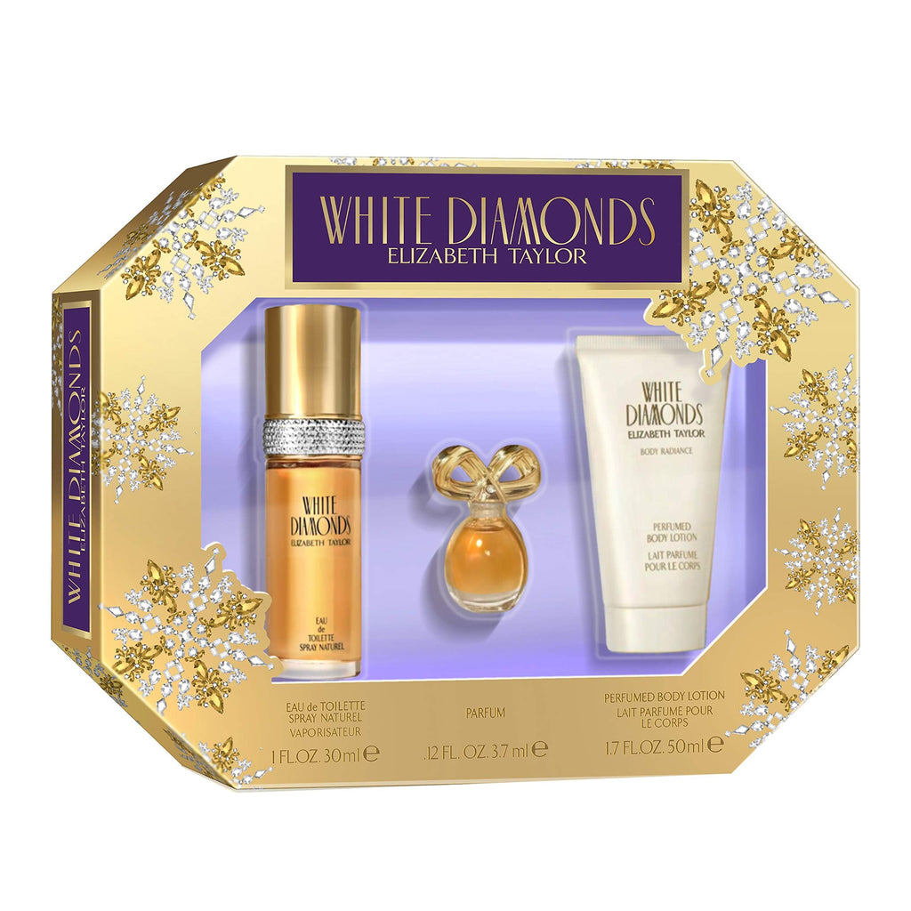 Elizabeth Taylor White Diamonds 3-Piece Gift Set – 1.0 oz EDT, 1.7 oz Lotion, 0.12 oz Mini Parfum