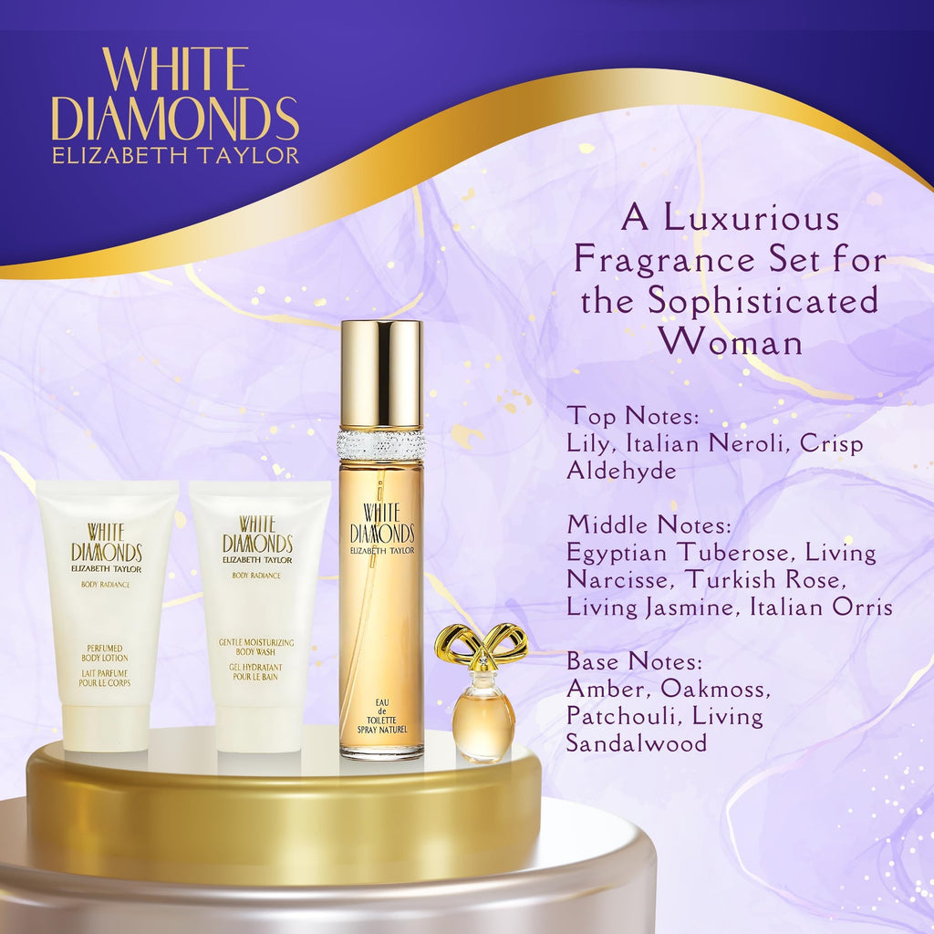 Elizabeth Taylor White Diamonds Gift Set – 4-Pc (1.7 Fl Oz) for Women