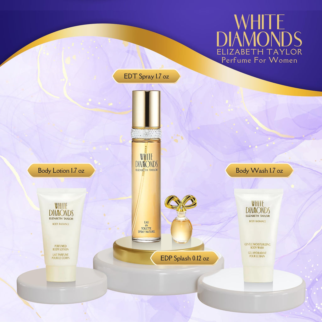 Elizabeth Taylor White Diamonds Gift Set – 4-Pc (1.7 Fl Oz) for Women