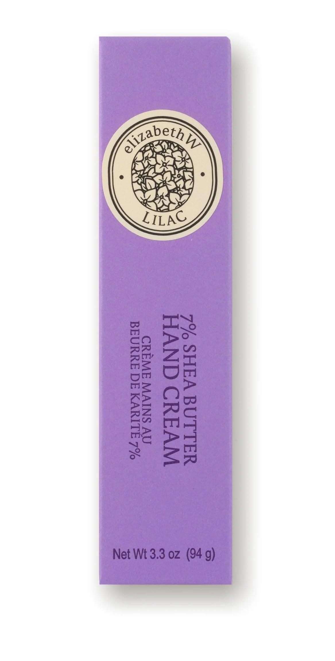 Elizabeth W Lilac Hand Cream – 7% Shea Butter, 3.3 oz, Floral Scent
