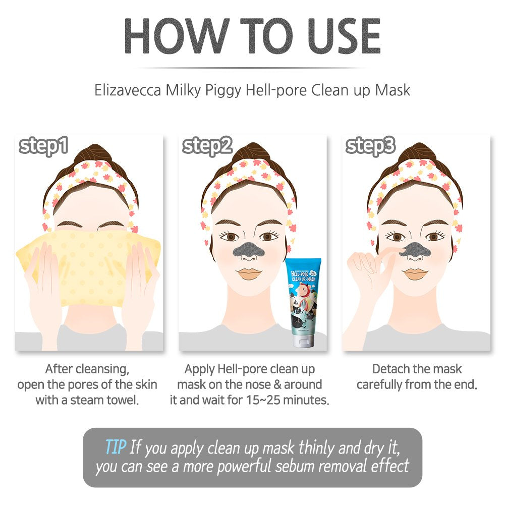 Elizavecca Milky Piggy Hell Pore Clean Up Mask 100ml – Peel Off Charcoal Pore Strips & Pore Cleansing
