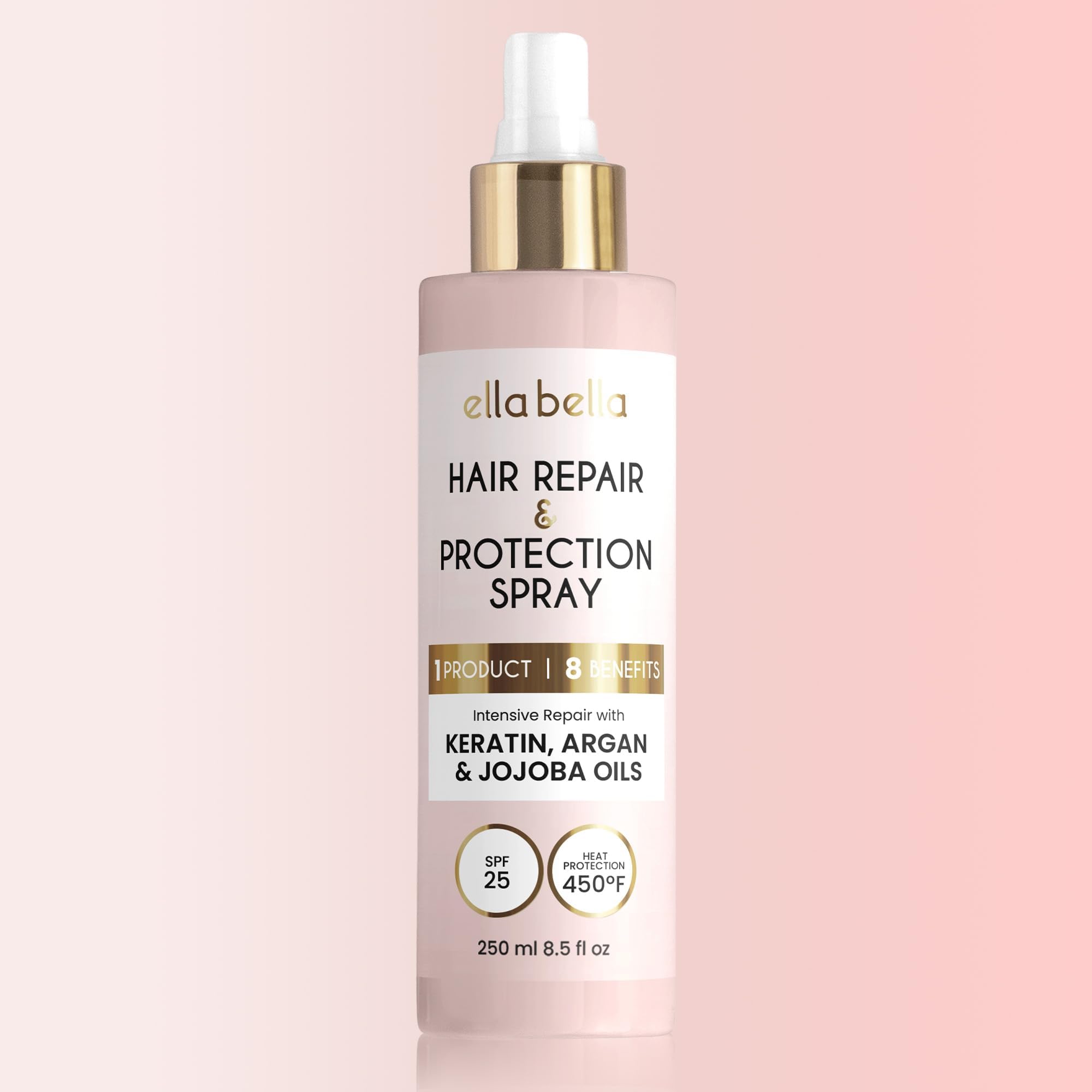 ELLA BELLA All-in-1 Heat Protectant Spray – UV Shield, Argan, Jojoba & Keratin