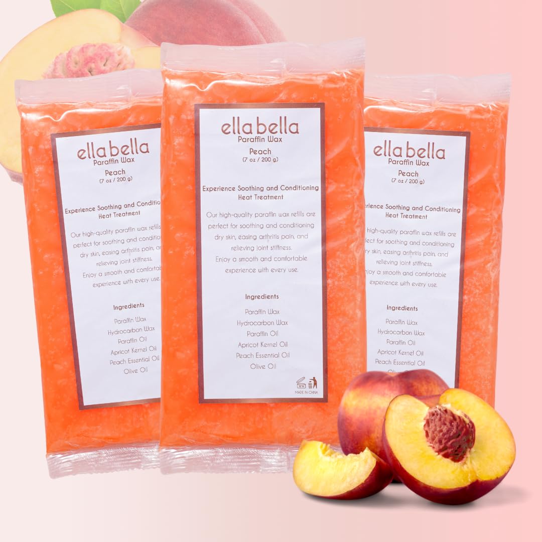 ELLA BELLA Paraffin Wax Refill Peach – Deep Hydration for Hands & Feet, Wax Machine Compatible
