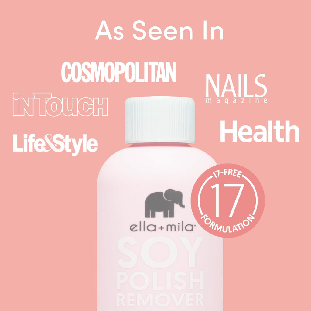ella+mila Soy Nail Polish Remover – Non-Acetone, Non-Toxic, Lavender Oil & Vitamins A/C/E (4 fl oz)