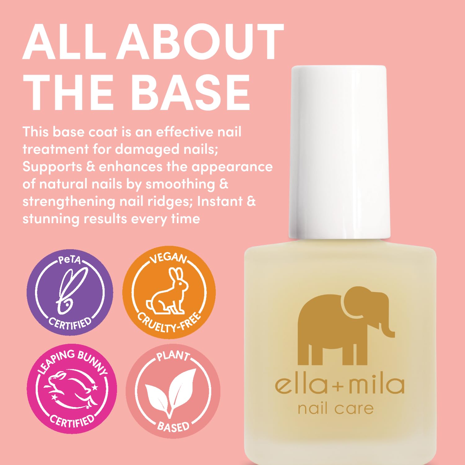 ella+mila Ridge Filler Base Coat Nail Polish – Smoothing Nail Treatment & Long-Lasting Ridge Filler