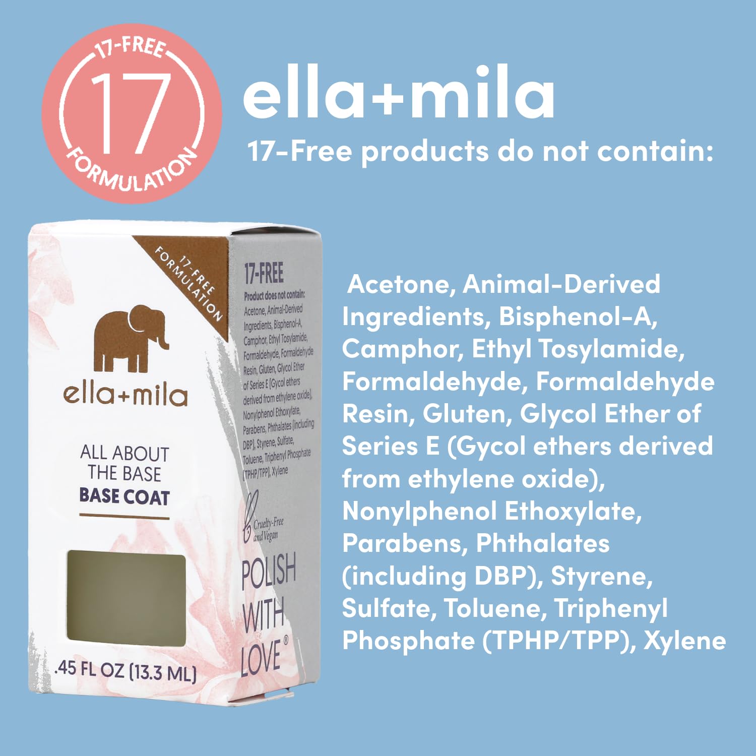 ella+mila Ridge Filler Base Coat Nail Polish – Smoothing Nail Treatment & Long-Lasting Ridge Filler