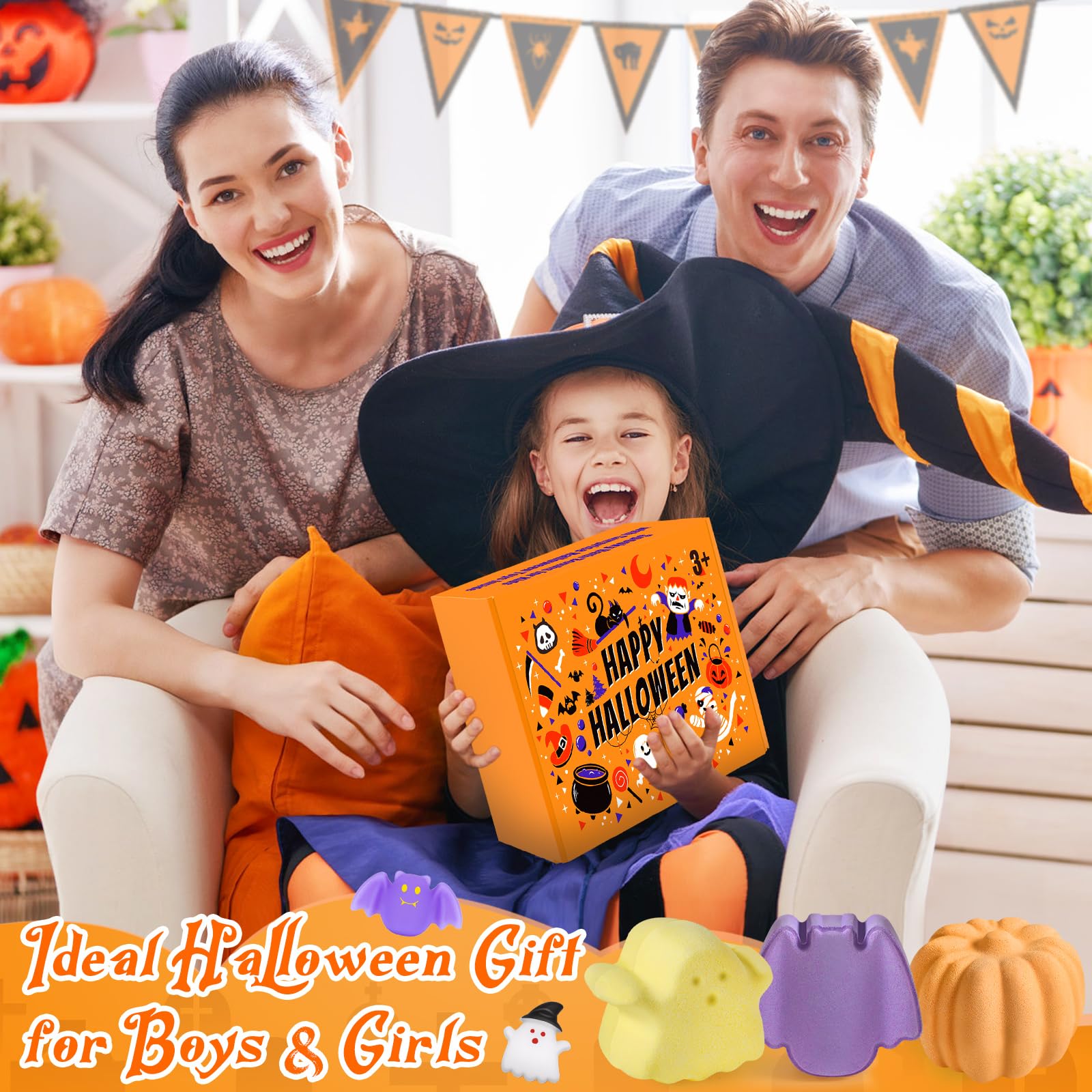 Ellinjan 9-Pack Halloween Bath Bombs with Toys Inside | Safe Kid Bath Fizzies