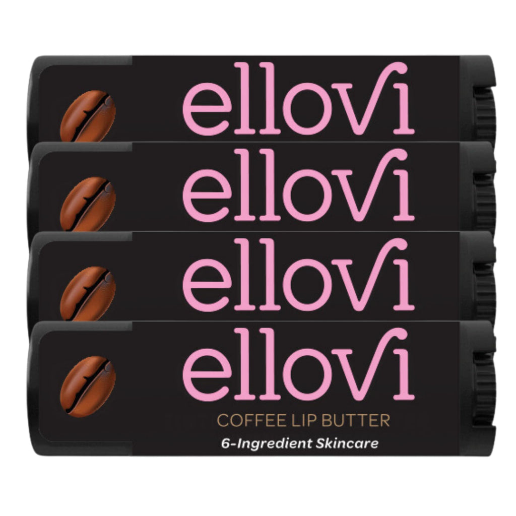 Ellovi Coffee Lip Butter – 4-Pack All-Natural Lip Balm with 6 Vegan Ingredients