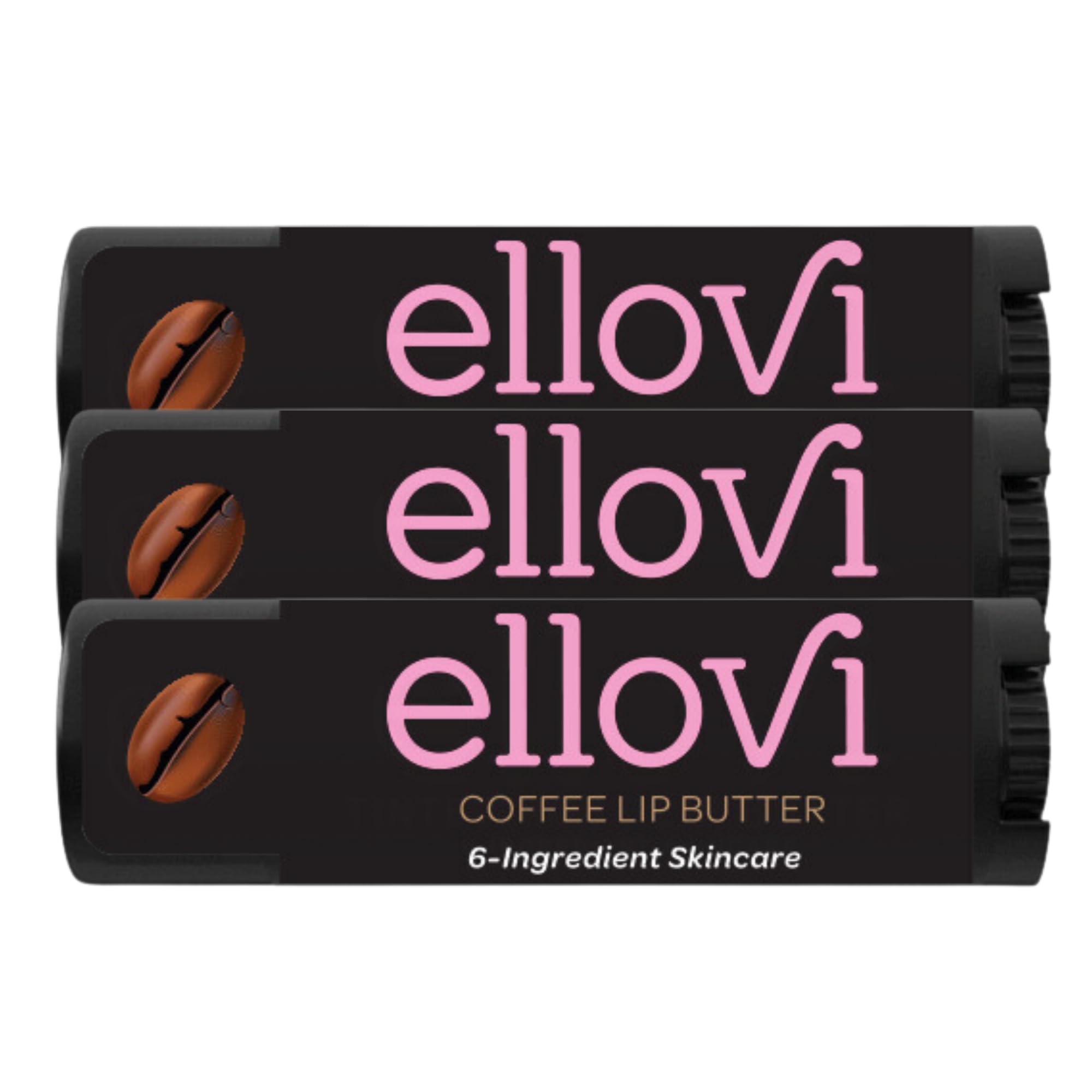 Ellovi Coffee Lip Butter – 3-Pack Natural Lip Balm, 6 Vegan Ingredients