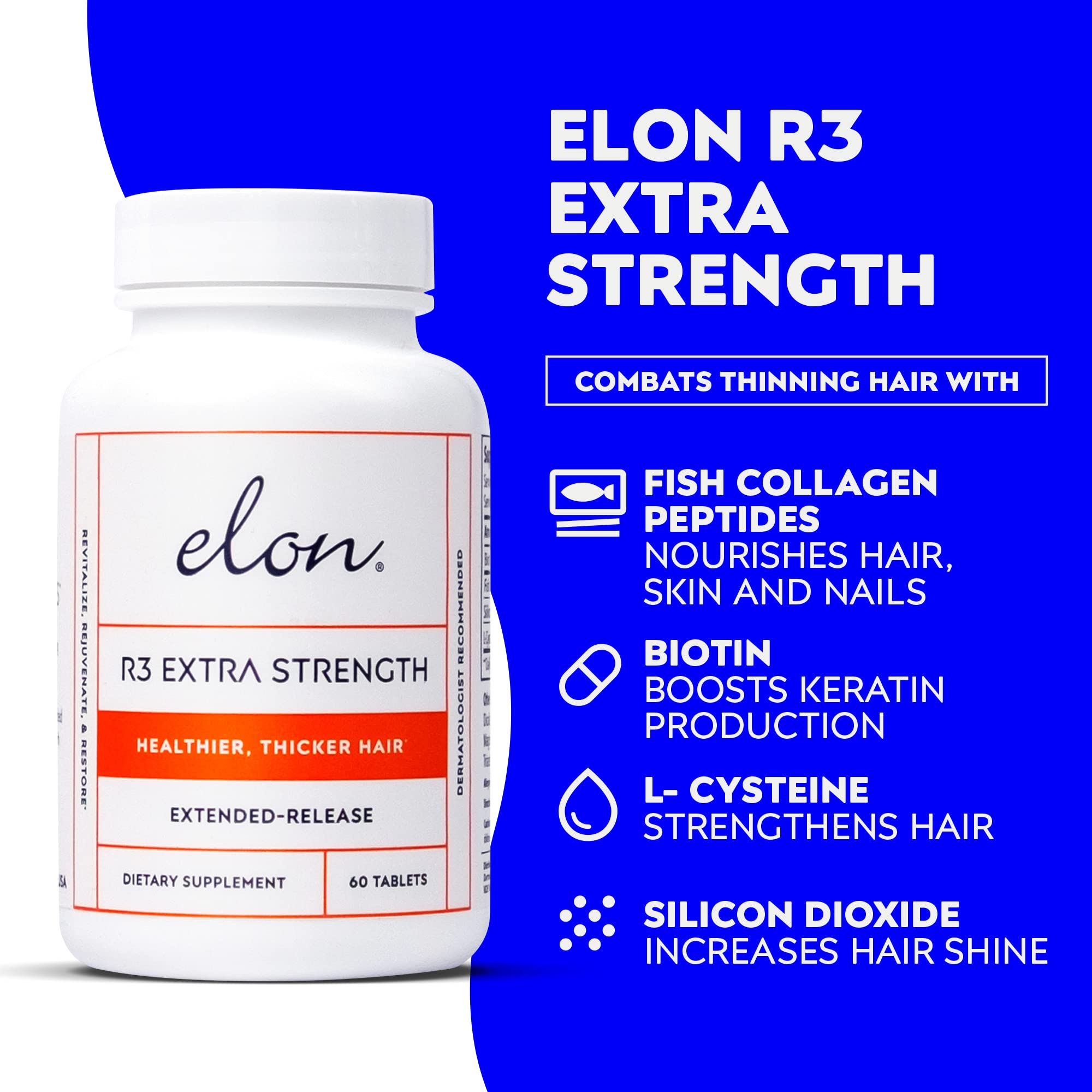 Elon Complete Care Kit for Thinning Hair – Shampoo, Conditioner & R3 Supplement (No Sulfates, Parabens, or Phthalates)