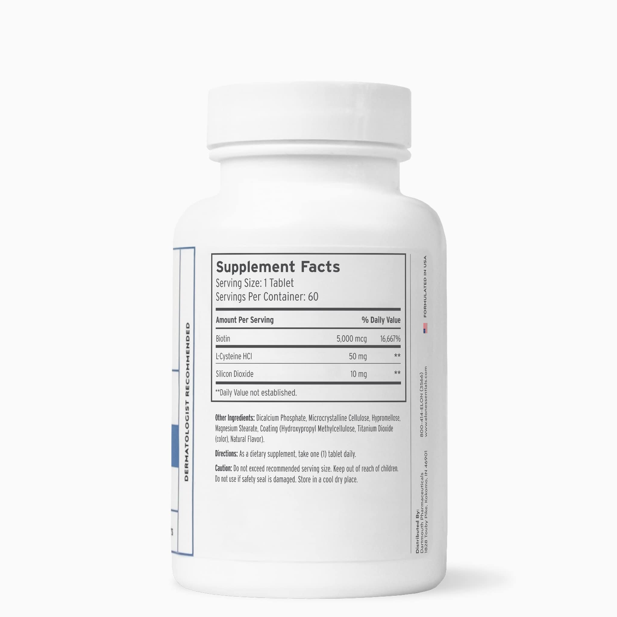 Elon Matrix 5000 Biotin 5000mcg – Extended-Release Hair & Nails Vitamins (60 Day Supply)