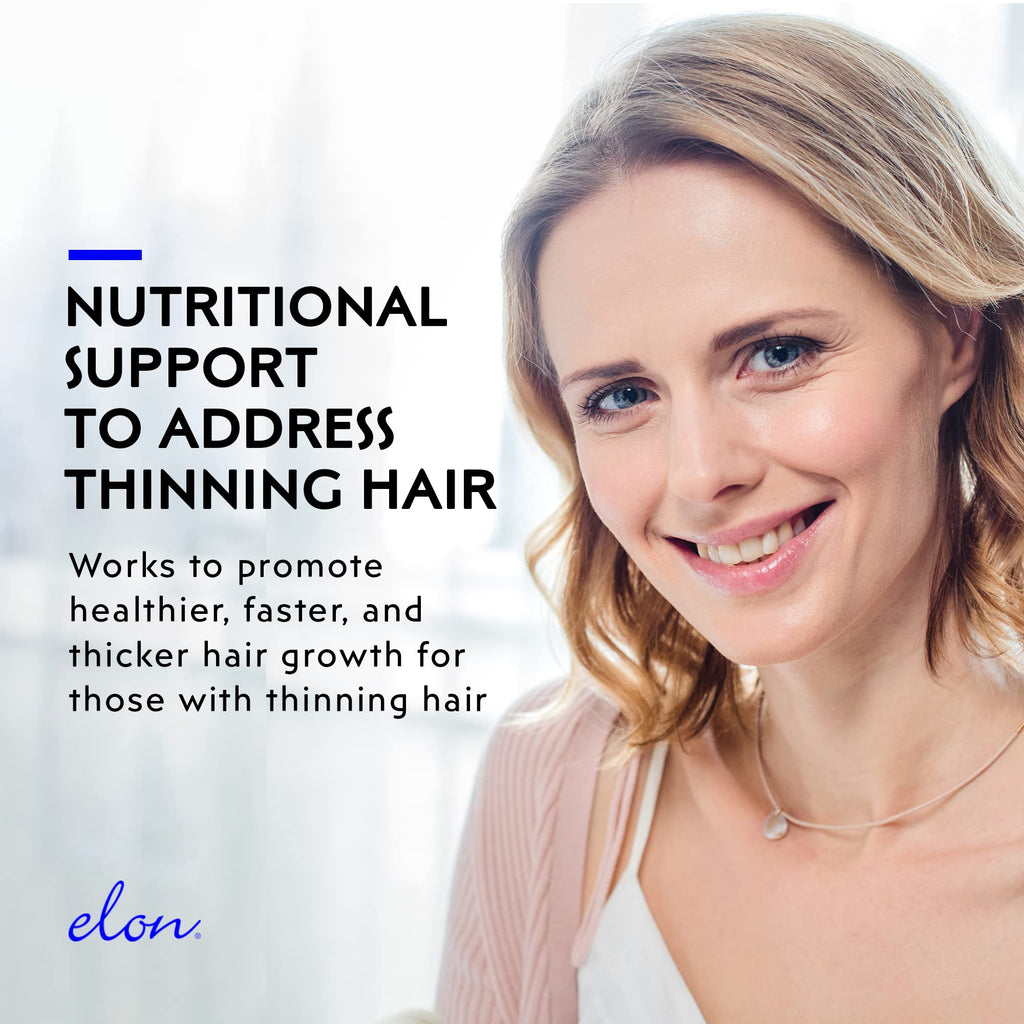 Elon R3 Hair Growth Supplement for Women – Biotin 5000 mcg, Collagen Peptides, Extended-Release (60 Tablets)