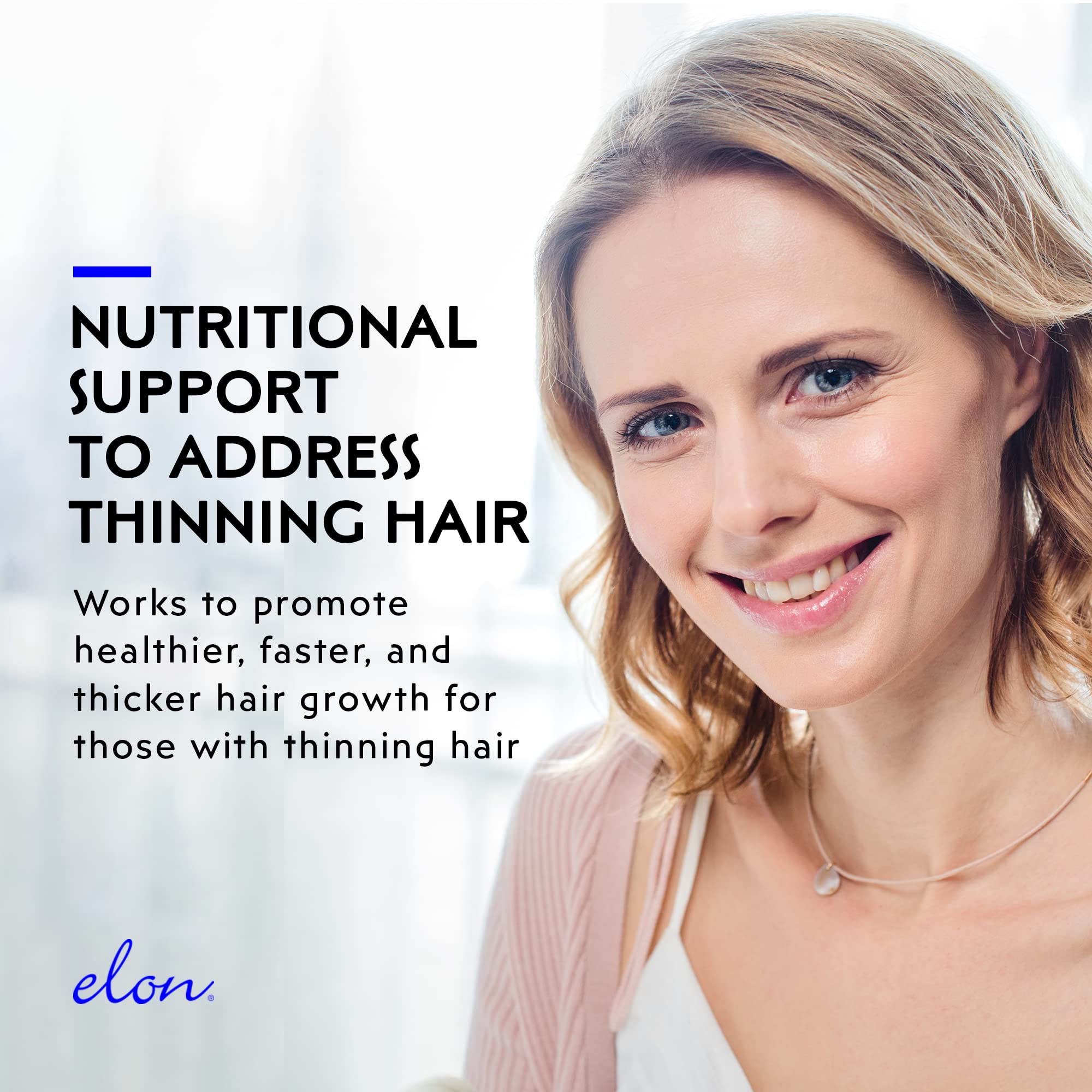 Elon R3 Hair Growth Supplement for Women – Biotin 5000 mcg, Collagen Peptides, Extended-Release (60 Tablets)