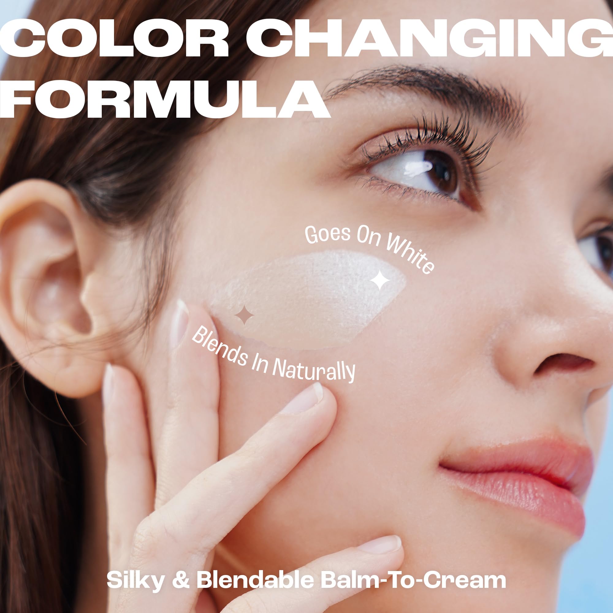 ELROEL Blanc Cover Stick V White - Color-Changing Foundation with Volufiline | Dewy Coverage, Medium to Full, Dual-Ended Brush