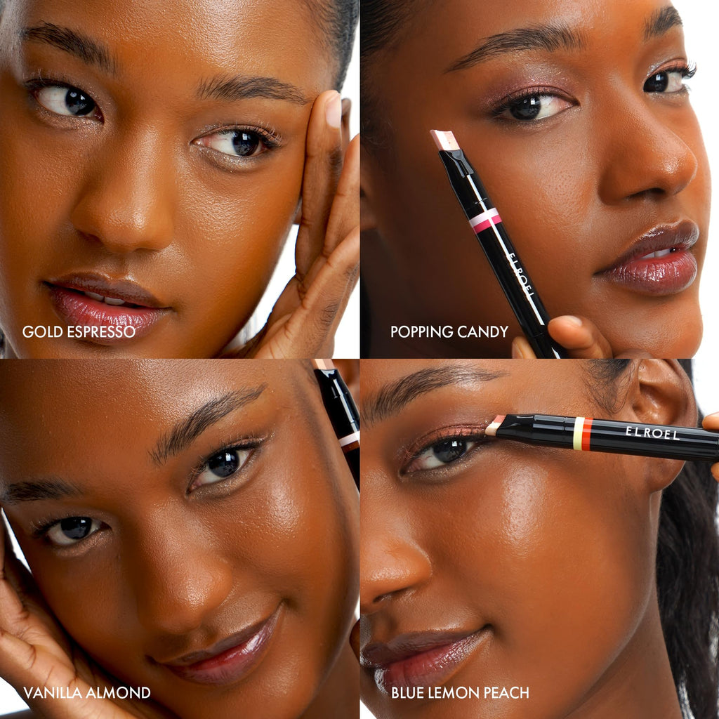 ELROEL Blanc Double Shadow Stick - 48HR Dual-Tone Eye Shadow Pencil in Popping-Candy