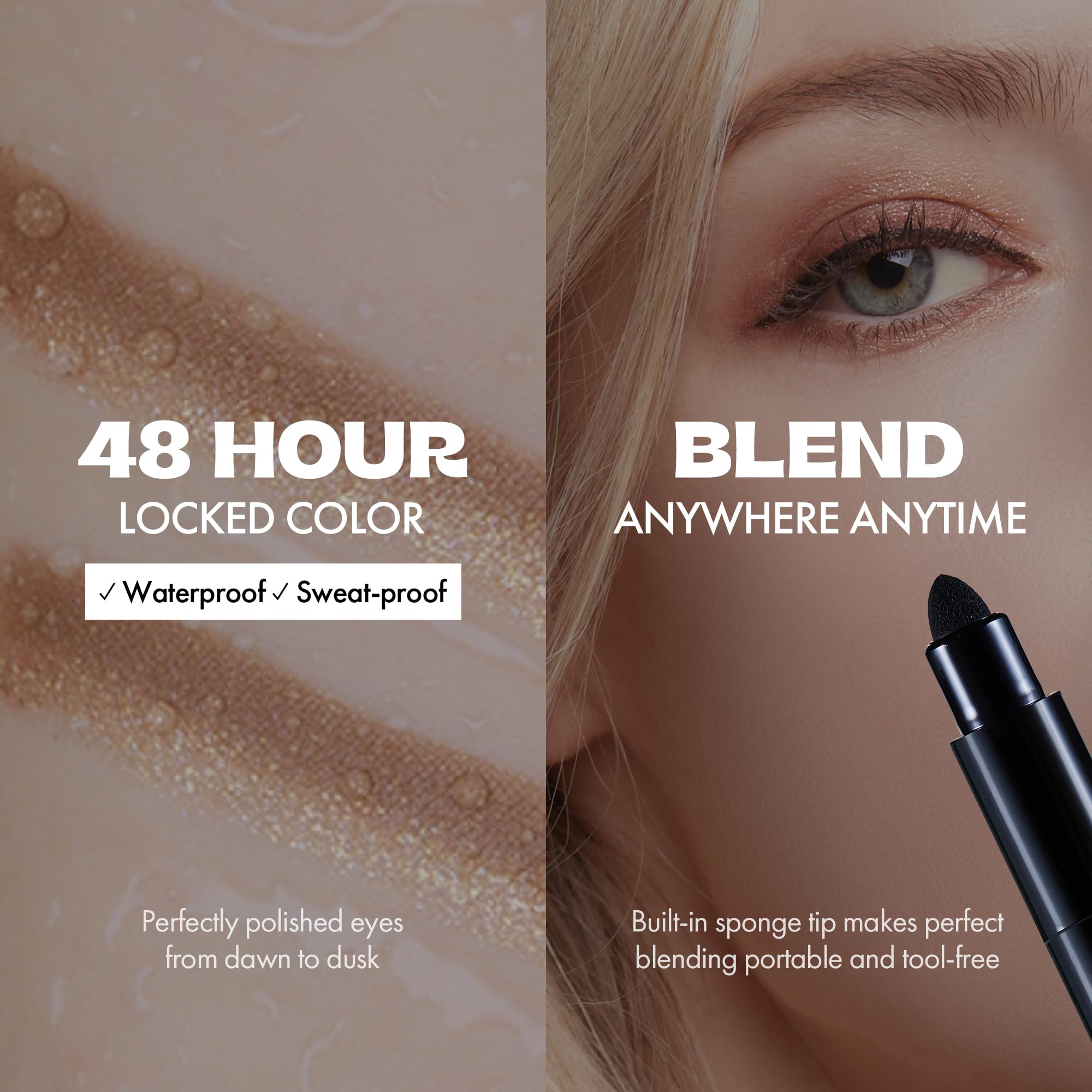 ELROEL Blanc Double Shadow Stick - 48HR Dual-Tone Eye Shadow Pencil in Popping-Candy