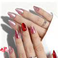 ELSAGIRL Red Cat Eye Press-On Nails – 5 Colors (Jelly Pink & Ruby Red), 160 PCS, 16 Sizes