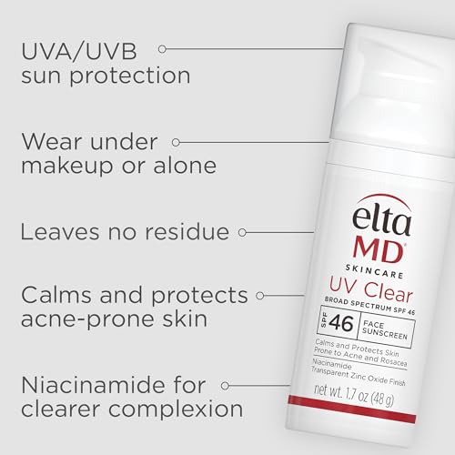 EltaMD UV Clear SPF 46 Oil-Free Sunscreen — Lightweight, Non-Greasy Protection for Acne-Prone Skin