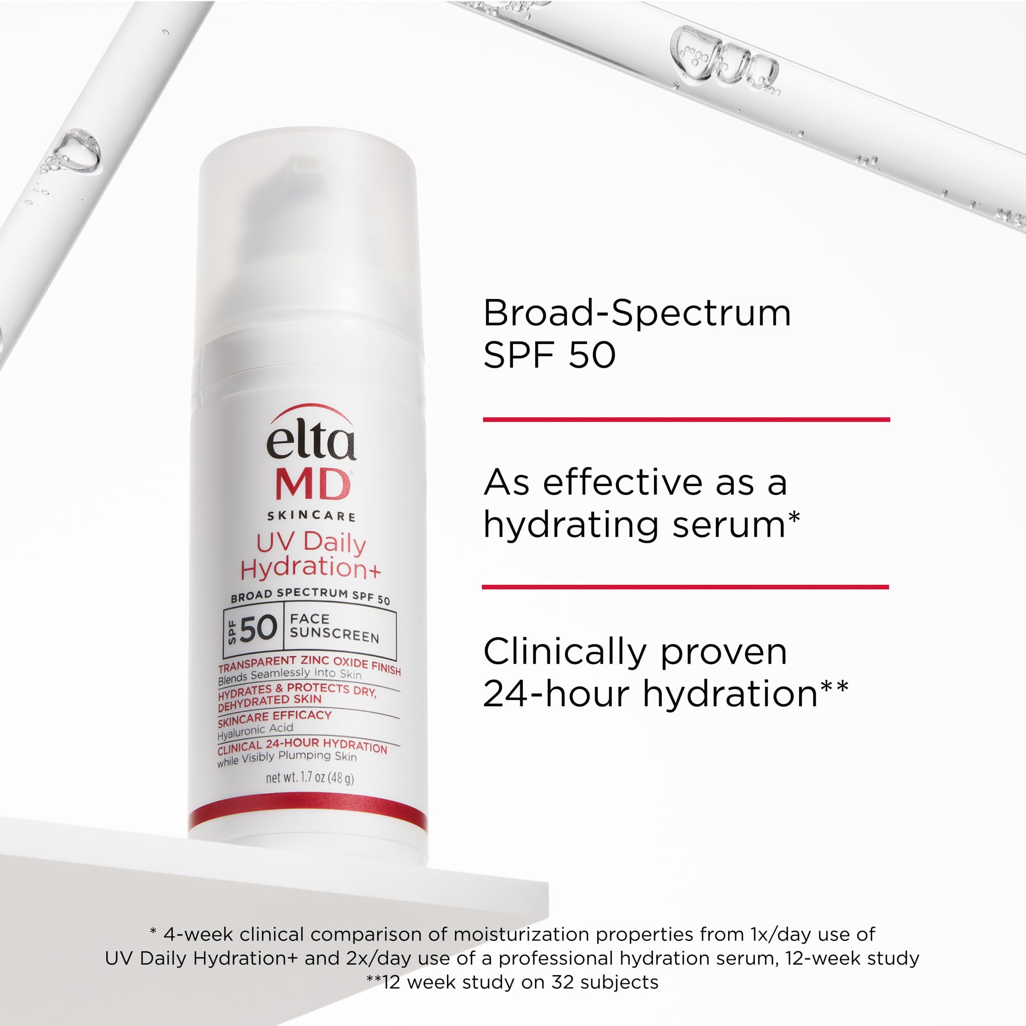 EltaMD UV Daily Hydration+ SPF 50 — Lightweight Hybrid Sunscreen with Hyaluronic Acid