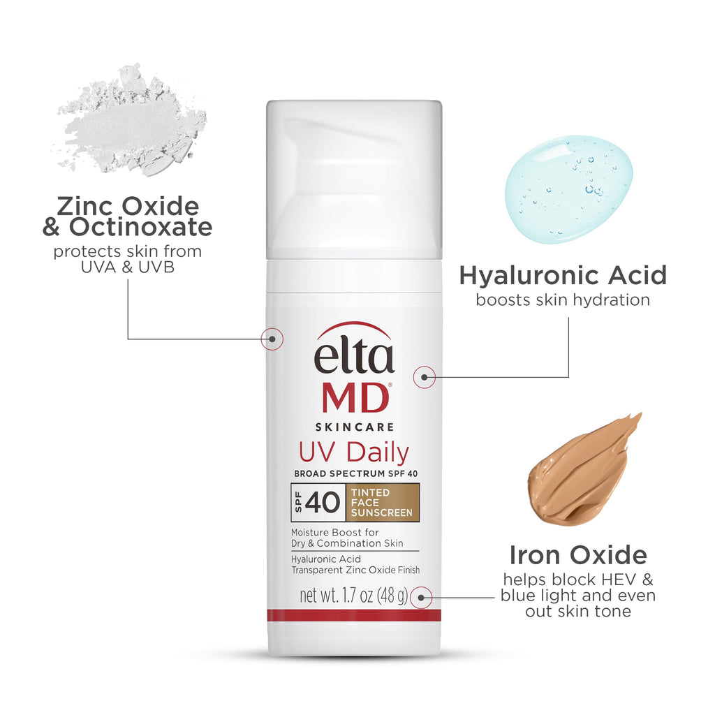 EltaMD UV Daily Tinted SPF 40 | Hydrating Sunscreen Moisturizer with Hyaluronic Acid