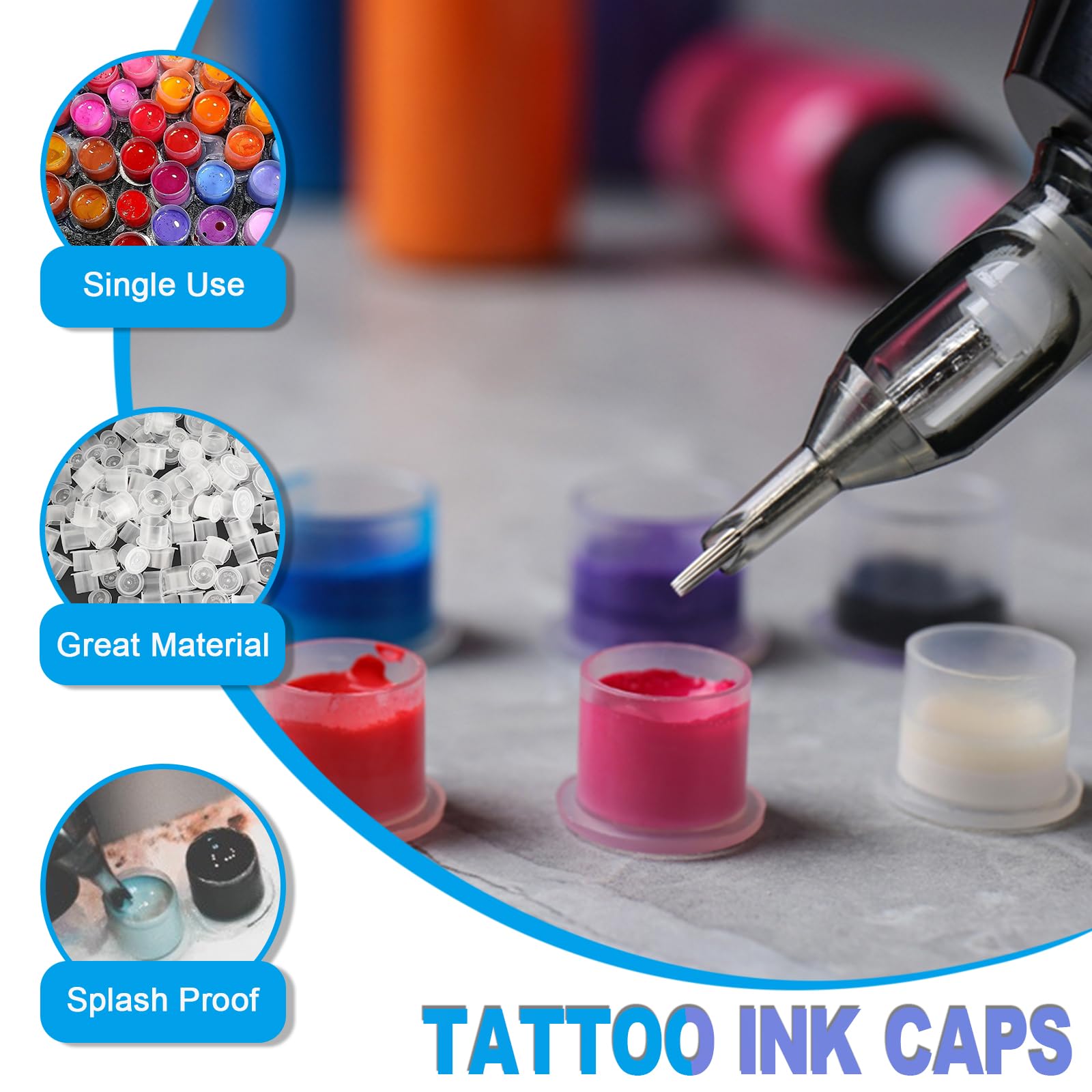 Emalla Tattoo Ink Caps - 1000pcs 11mm Disposable Cups for Tattoo Ink