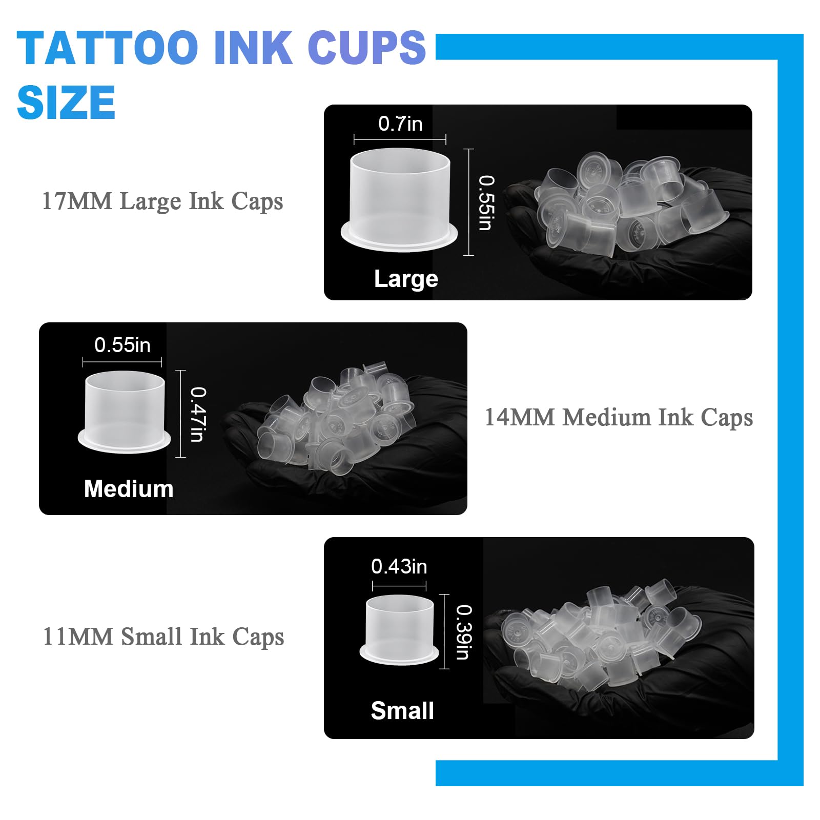 Emalla Tattoo Ink Caps - 1000pcs 11mm Disposable Cups for Tattoo Ink