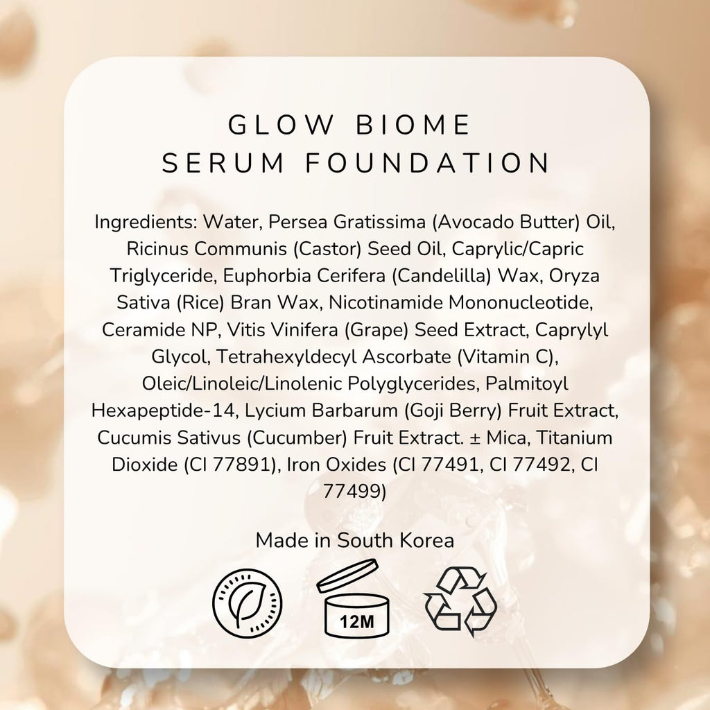 Emani Glow Biome NAD+ Serum Foundation for Sensitive Skin | Lightweight, Skin-Like Coverage