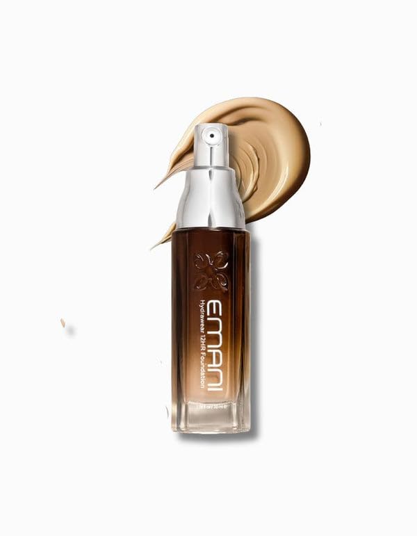 Emani HydraWear Brightening Foundation – Buildable Coverage, Hydration, Silicone-Free, Vegan & Cruelty-Free – Golden Amber