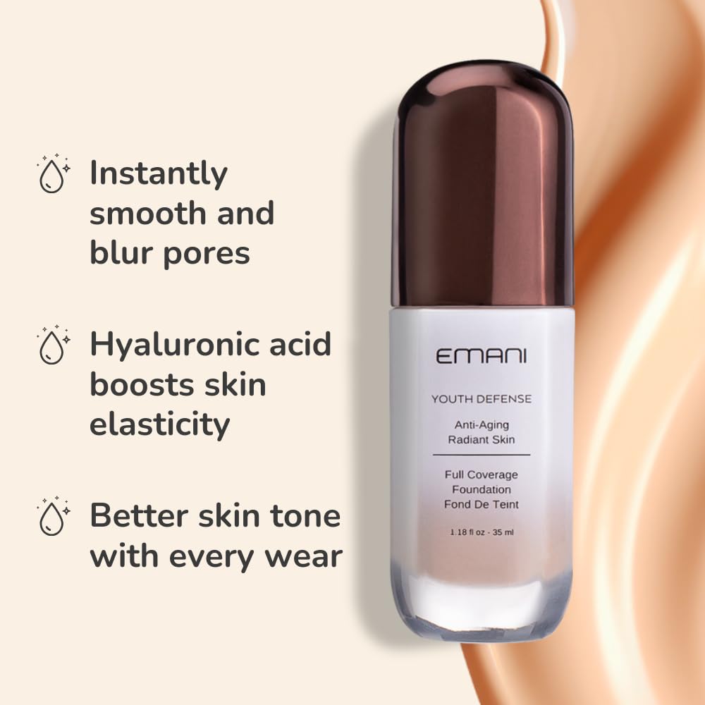 Emani Youth Defense Foundation with Hyaluronic Acid — Anti-Aging, Full Coverage