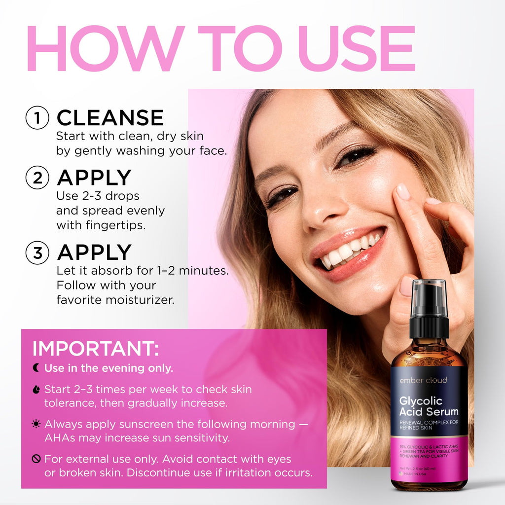 Ember Cloud Glycolic Acid Serum 15% – Extra Large 2 oz for Radiance & Even Tone