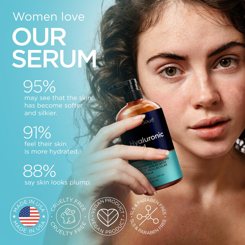 Ember Cloud Hyaluronic Acid Serum for Face (8 oz) – Hydration, Fragrance-Free & Paraben-Free