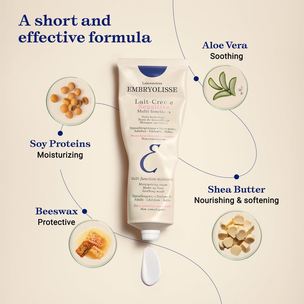 Embryolisse Lait-Creme Sensitive Moisturizer – Fragrance-Free Hydration for Sensitive Skin (1.01 oz)