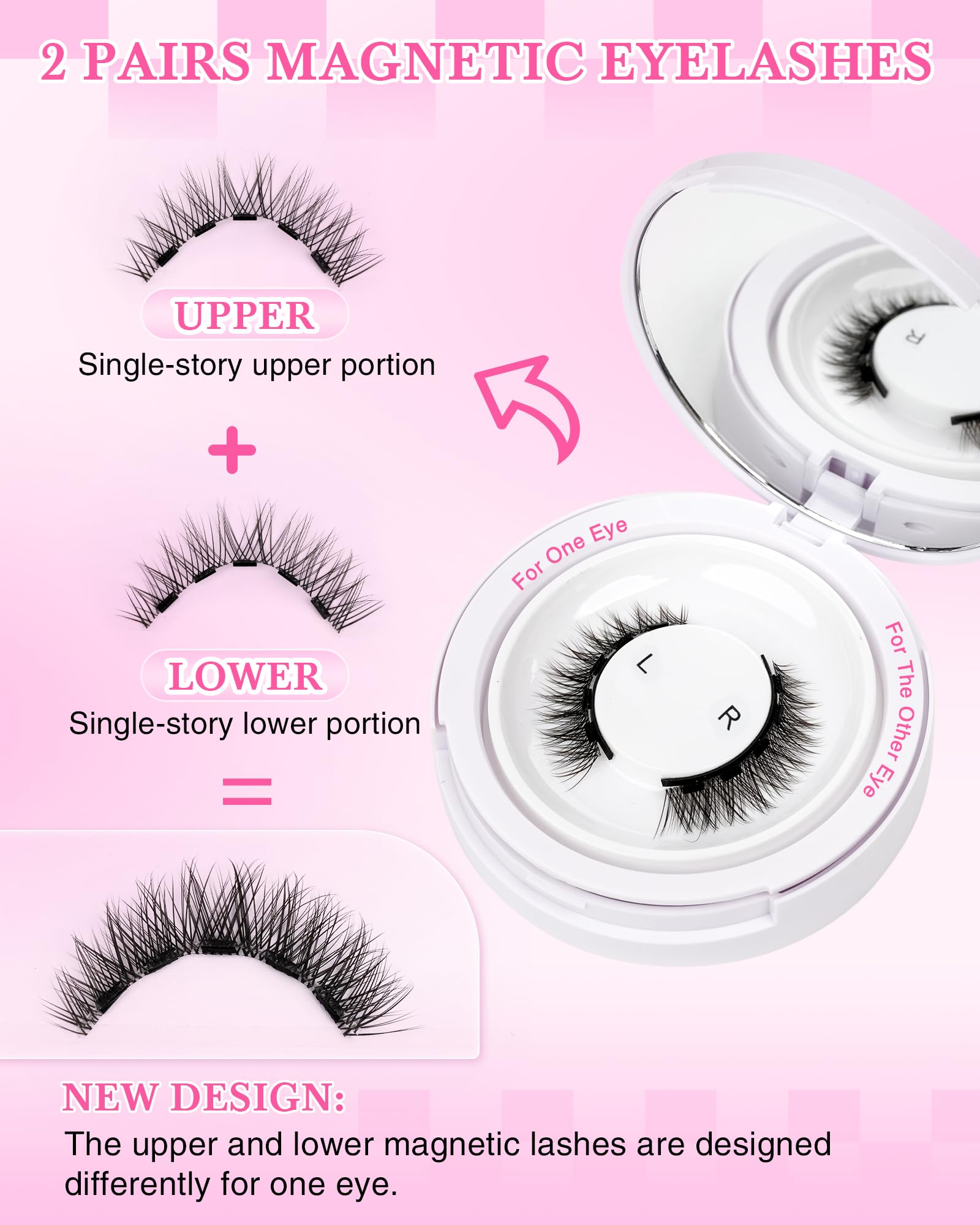 EMEDA Natural Look Magnetic Eyelashes Kit – 2 Pairs, Reusable, No Glue