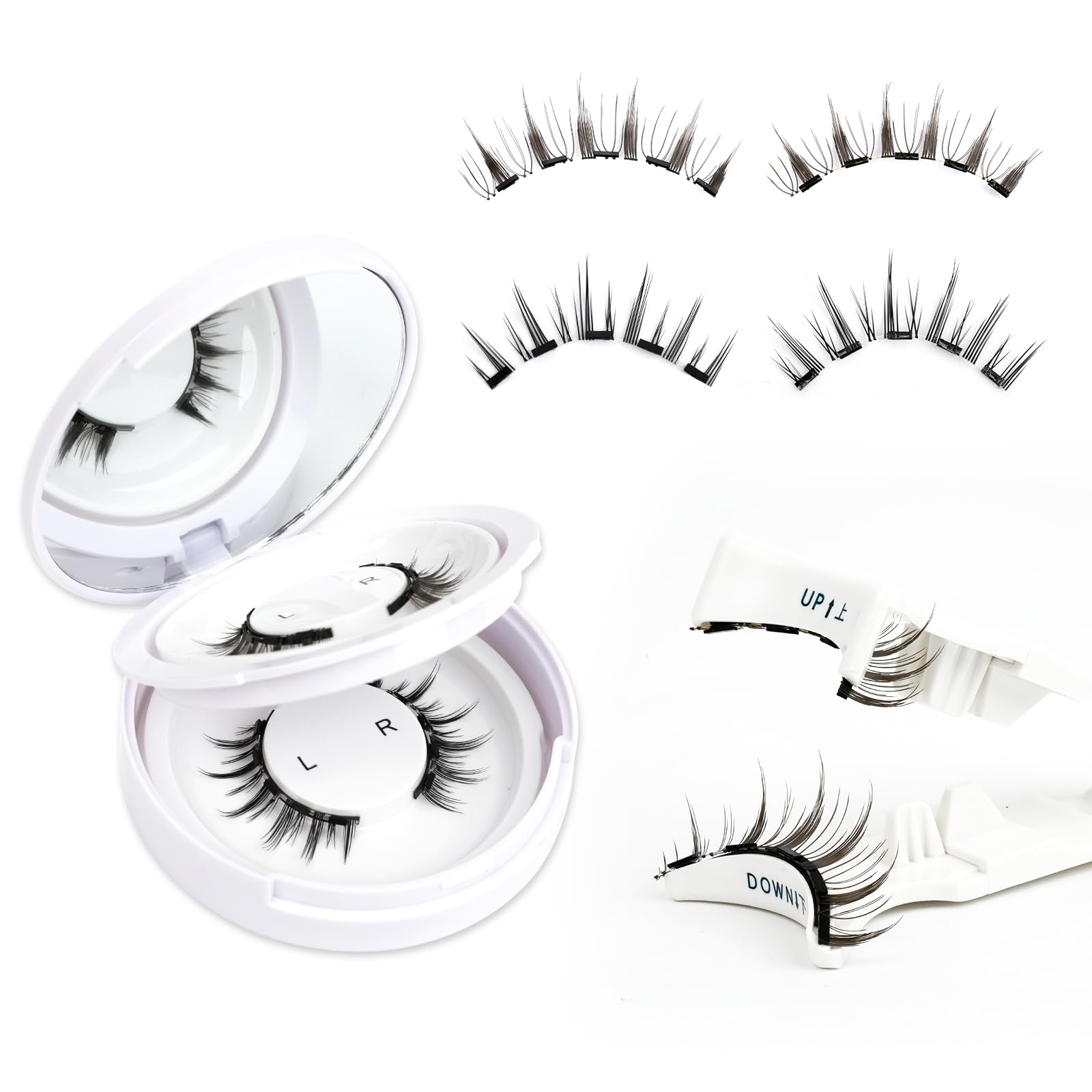 EMEDA Natural Look Magnetic Eyelashes Kit – 2 Pairs, No Glue, Easy Wear, Reusable