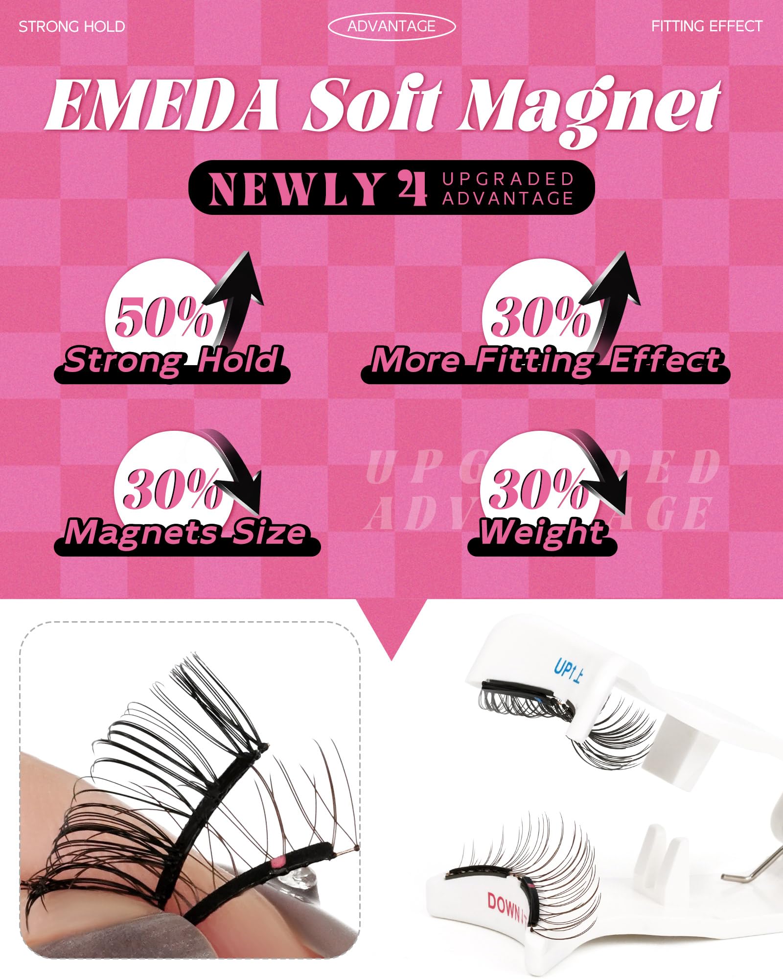 EMEDA Upgrade Soft Magnetic Eyelashes with Applicator & Lash Fixer – No Glue Needed