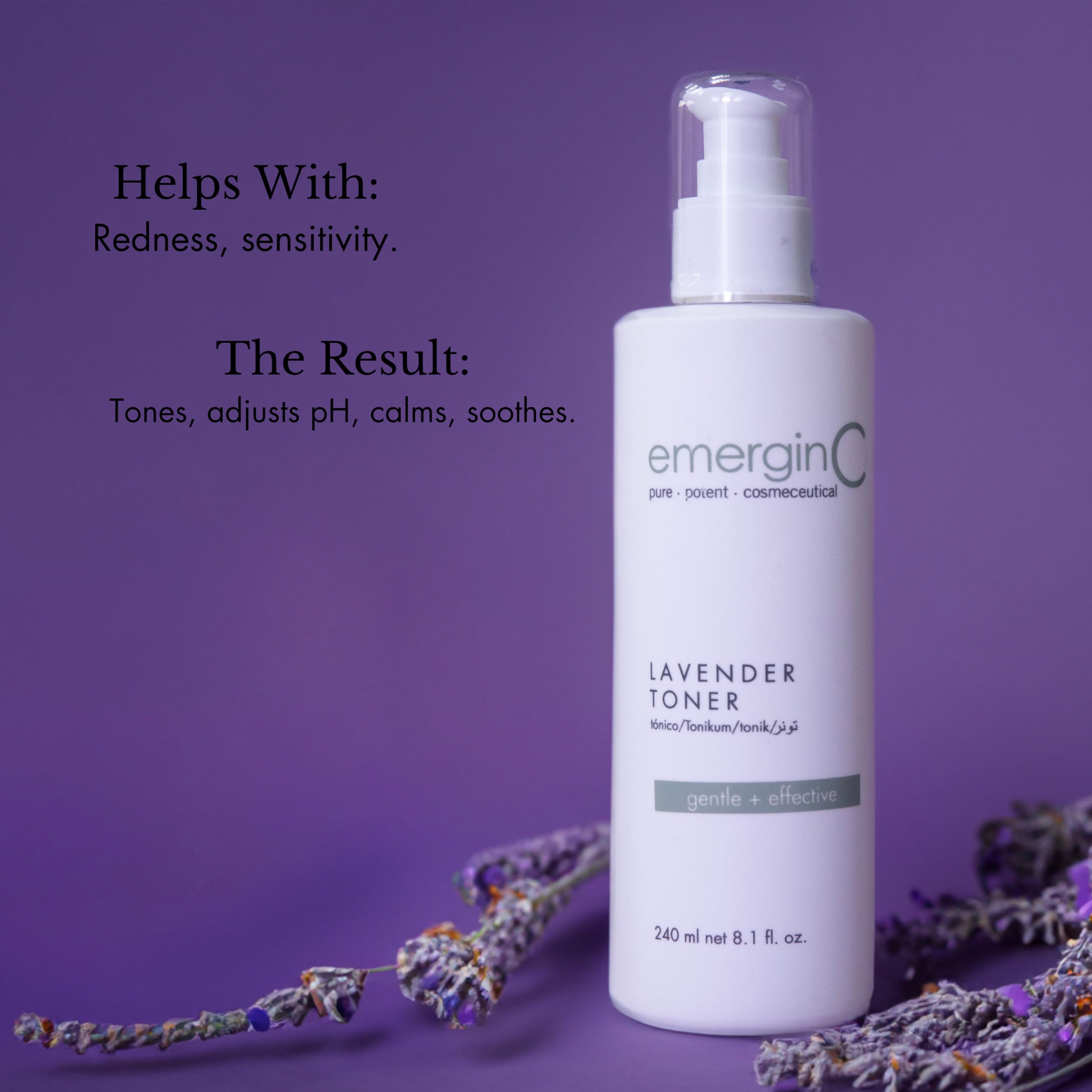 emerginC Soothing Lavender Toner | Gentle, Alcohol-Free Toner for Sensitive Skin (8.1 oz / 240 ml)