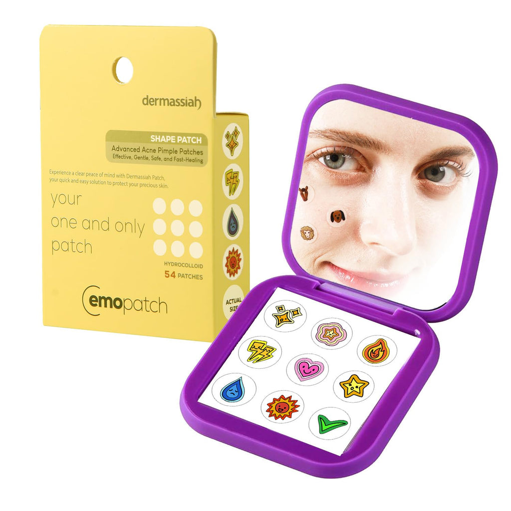 EMO PATCH Acne Pimple Patches with Mirror Case – Day & Night Use, 54 Count