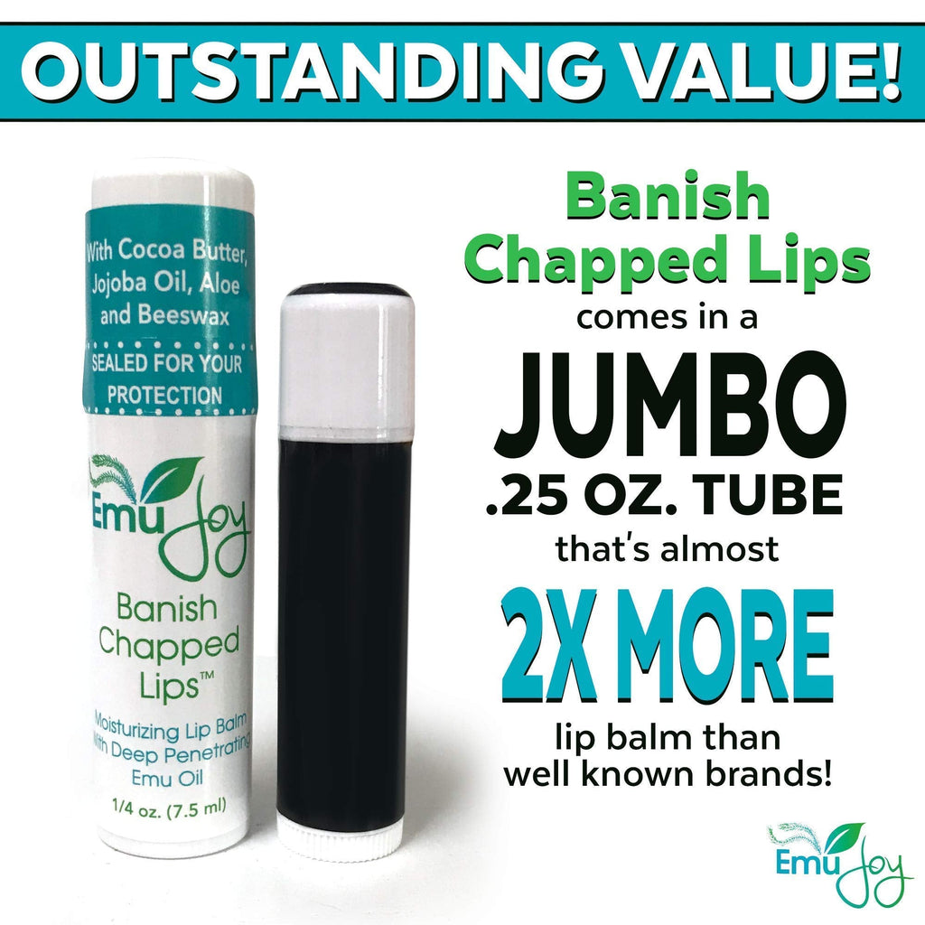 Emu Joy Lip Balm with Emu Oil — Unflavored, Hydrating, Pocket-Size for Severely Chapped Lips