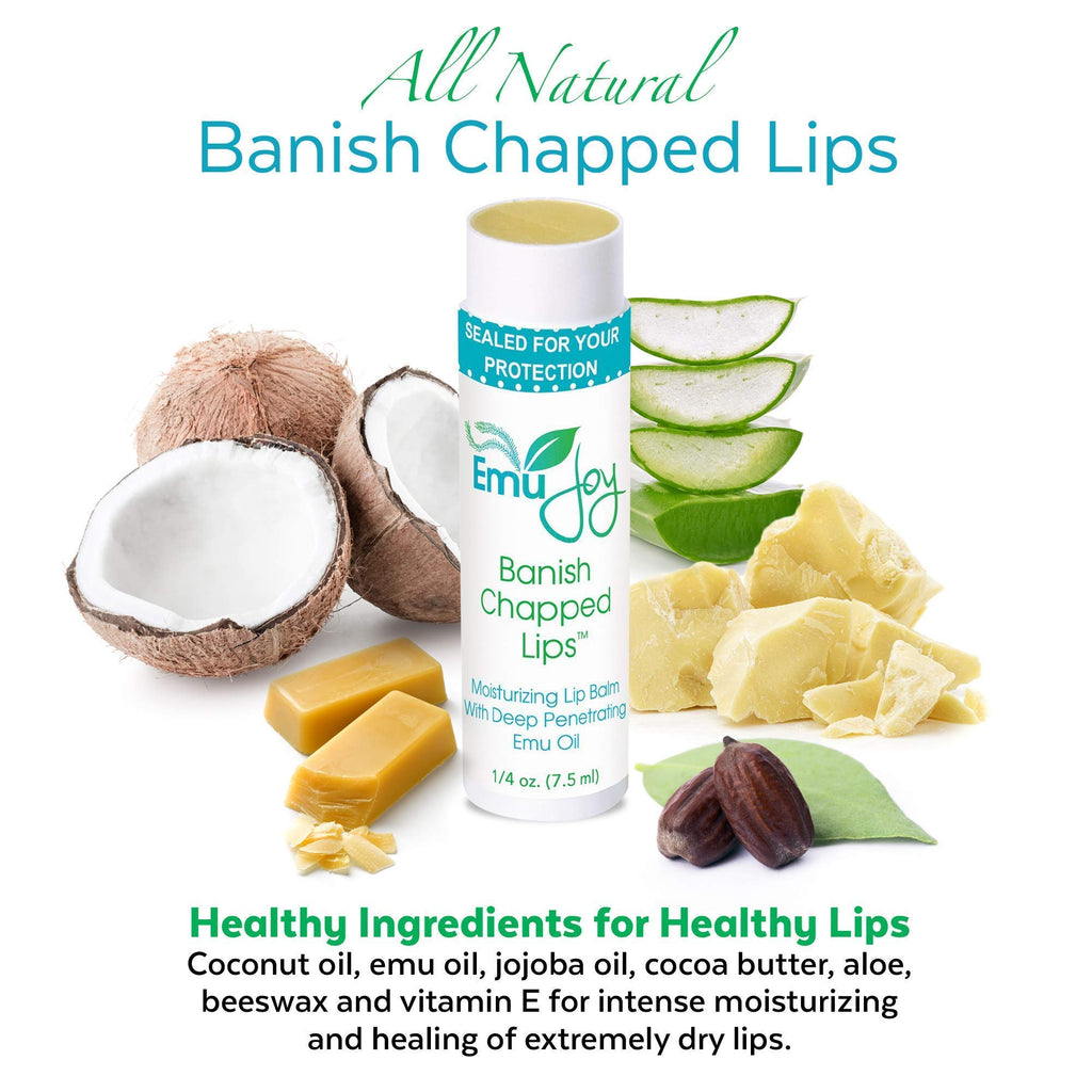 Emu Joy Lip Balm with Emu Oil — Unflavored, Hydrating, Pocket-Size for Severely Chapped Lips