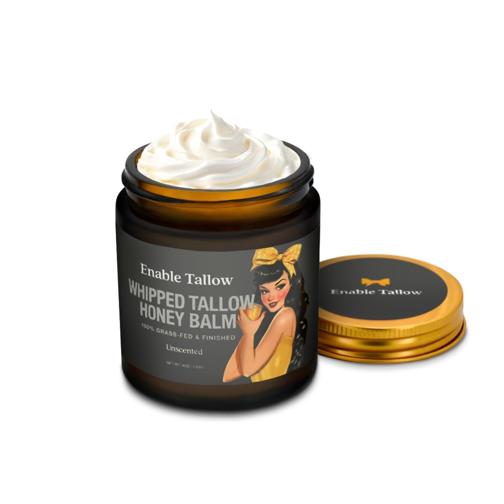 Enable Tallow Face & Body Cream – Whipped Beef Tallow & Manuka Honey, Fragrance-Free, 4oz