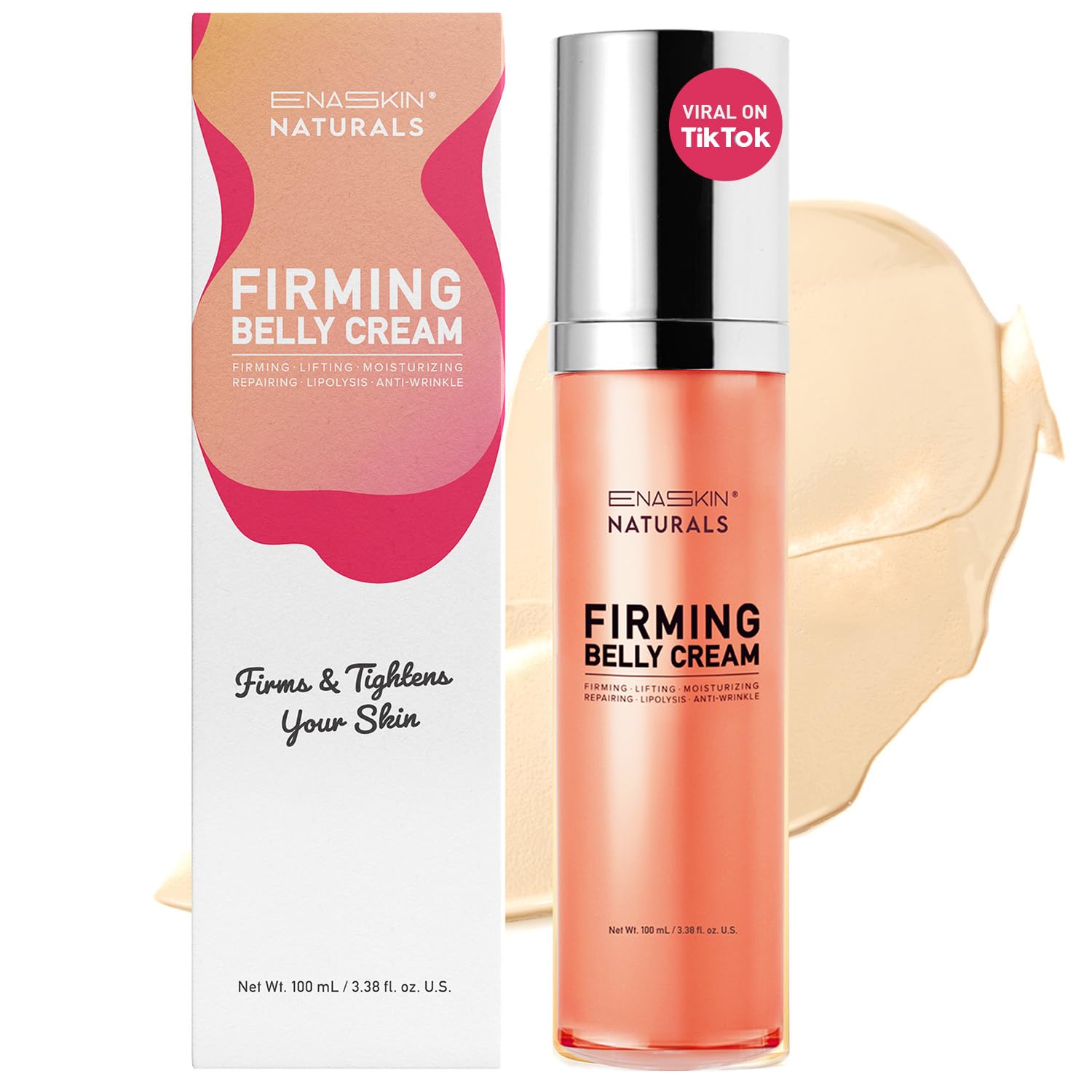 Enaskin Naturals Belly Firming Cream – Skin Tightening, Stretch Marks & Cellulite Reduction (100 mL, Orange)
