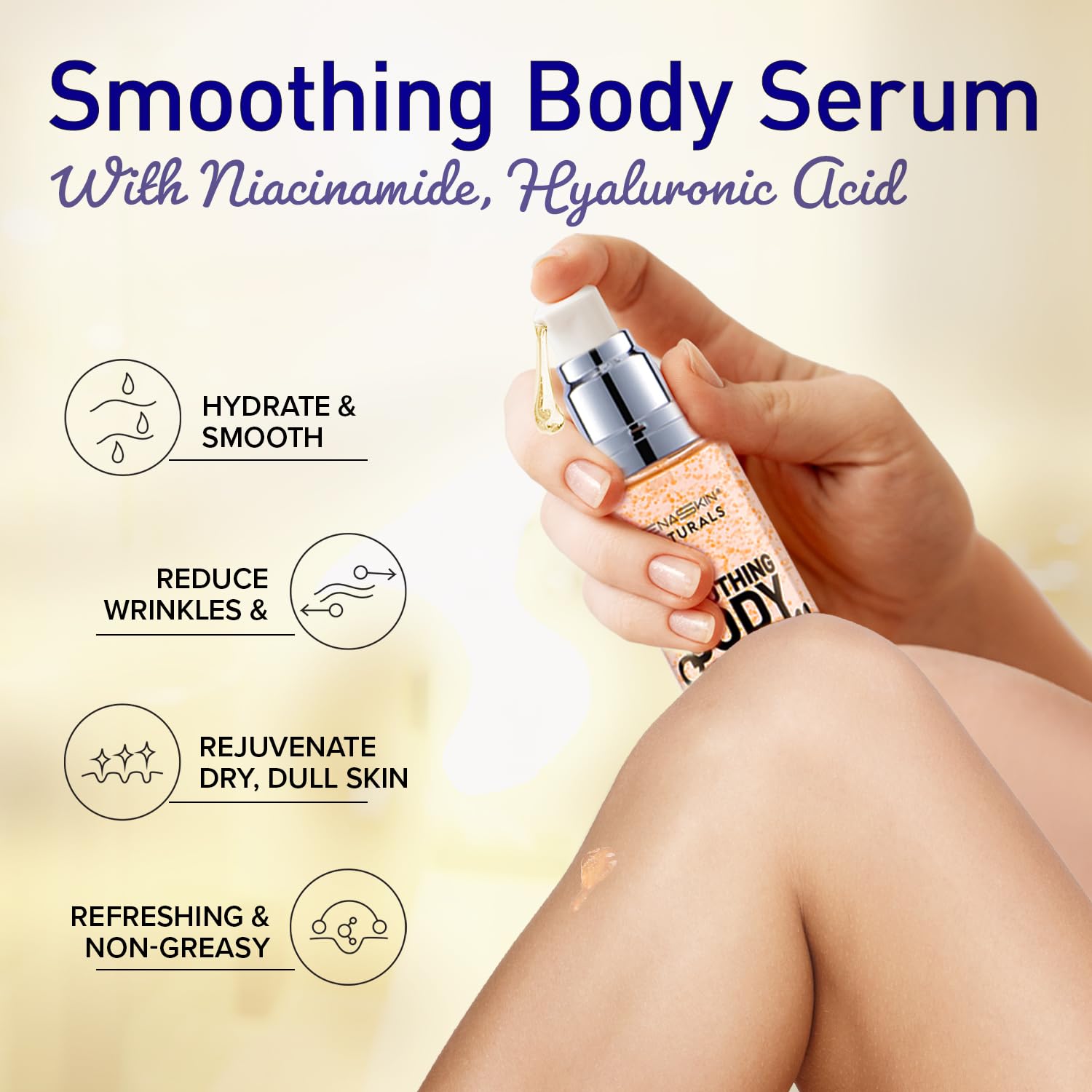 Enaskin Naturals Smoothing Body Serum Lotion – Hydrating Anti-Wrinkle Firming with Hyaluronic Acid & Niacinamide