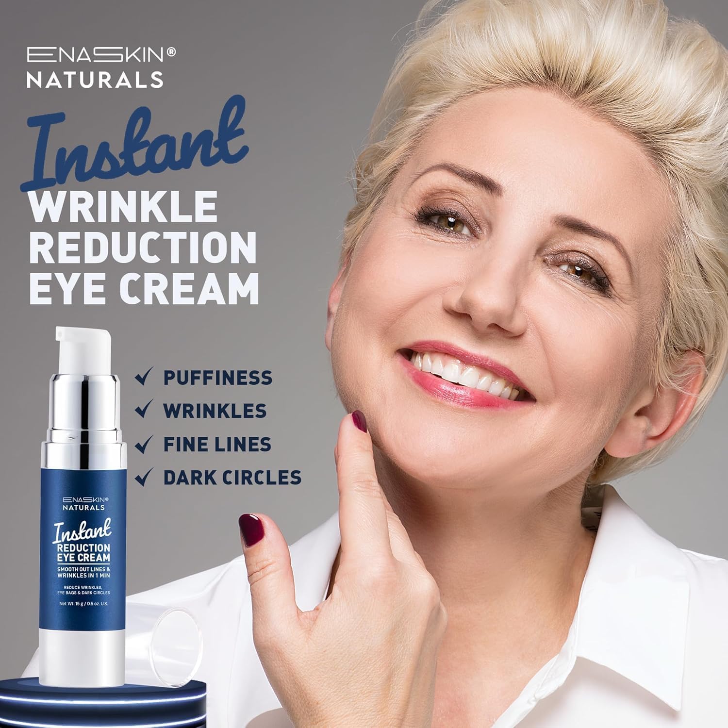 Enaskin Naturals Instant Eye & Face Lift Cream – Quick Tightening & Wrinkle Filler (0.5 oz)