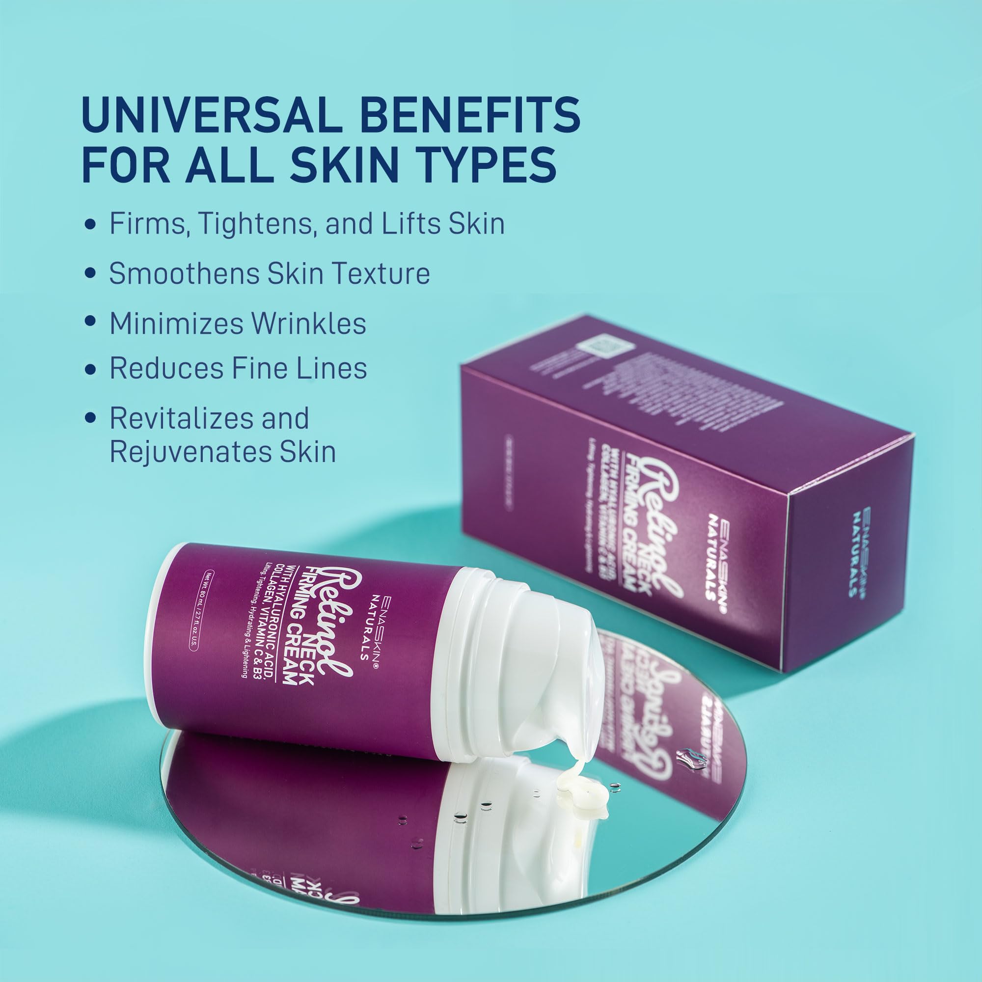 Enaskin Naturals Retinol Neck Firming Cream – Advanced Face Tightening with Hyaluronic Acid, Collagen & Vitamins (2.7 oz)