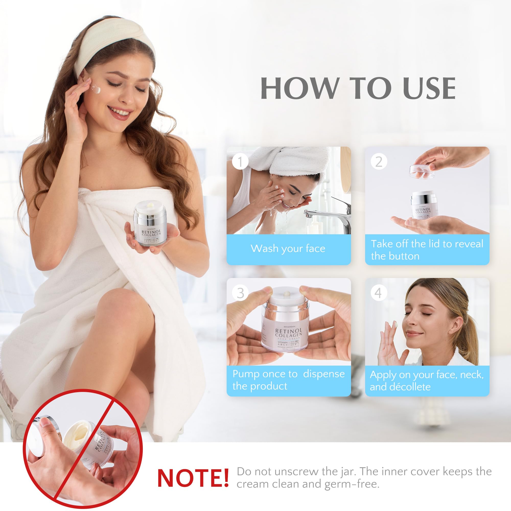EnaSkin Retinol Collagen Face Cream – 2% Retinol, 7% Hyaluronic Acid, Day/Night Anti-Aging Moisturizer, 1.7 oz