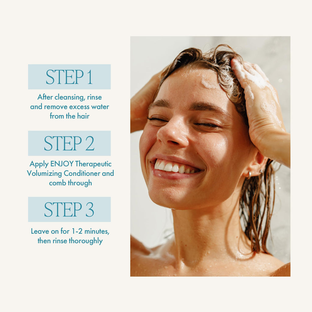 Enjoy Therapeutic Volumizing Shampoo & Conditioner Duo for Fine & Thinning Hair – Peppermint & Menthol, 2-Pack