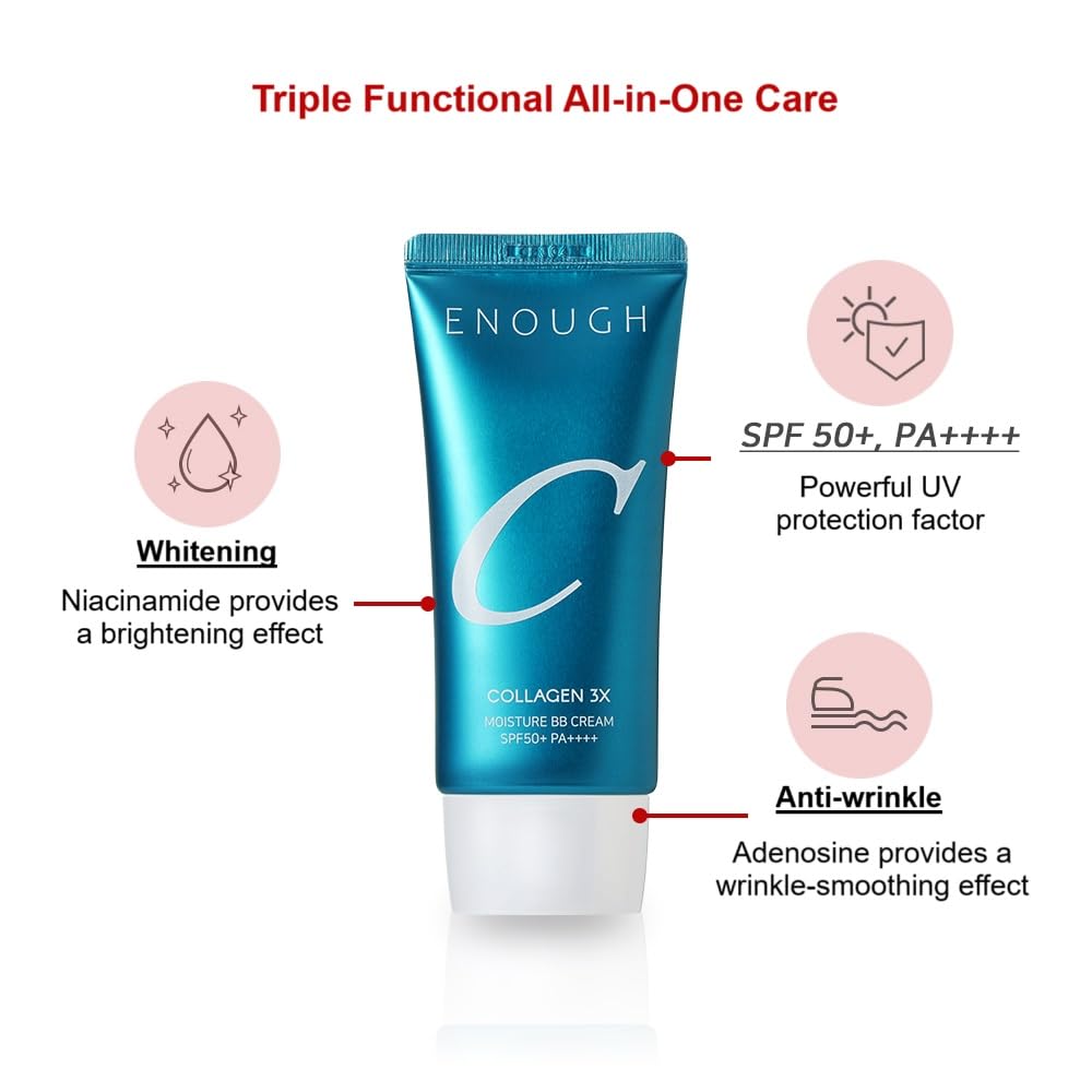 Enough Collagen 3X Moisture BB Cream SPF50 - Full Coverage Tinted Moisturizer (1.76 oz)