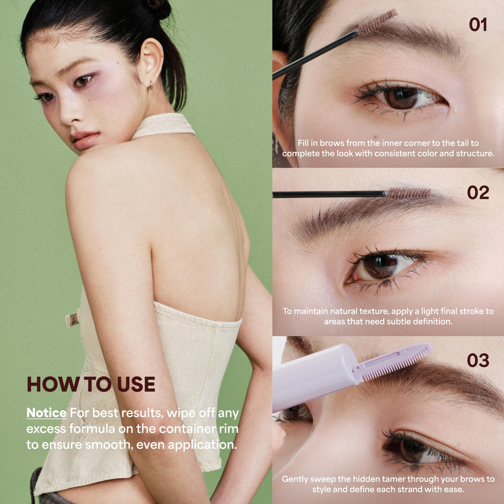 Entropy Make Up Tough Brow Finisher – 2-in-1 Brow Tint Mascara with Built-In Comb (Dark Lavender)